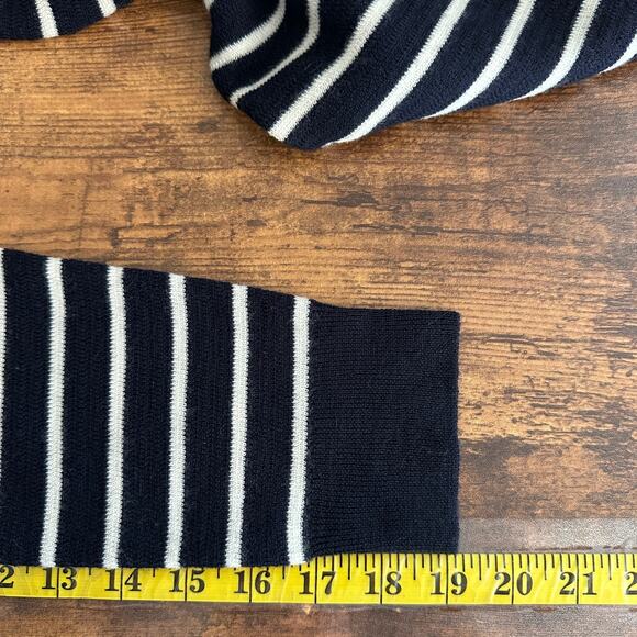 NEW J Crew Sweater Dress Large 100 Merino Wool Navy White Stripe Luxury Preppy - Picture 6 of 10